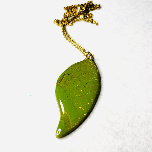 Army Green & Gold Resin Necklace